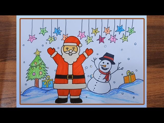 Premium Vector | Hand drawn christmas coloring page for kids and adults. merry  christmas line drawing.