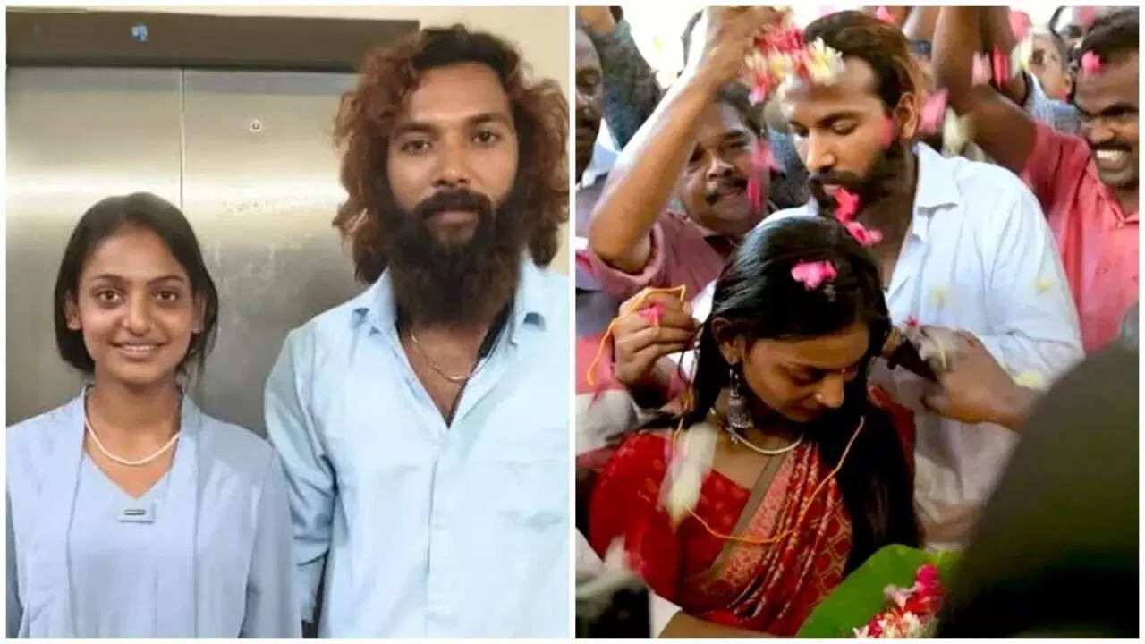  Viral Kumbh Mela fame Monalisa Bhosle has reportedly married her boyfriend Farman Khan at a temple in Thiruvananthapuram - મહાકુંભ વાયરલ ગર્લ મોનાલિસાએ કેરળમાં તેના પ્રેમ ફરમાન ખાન સાથે લગ્ન