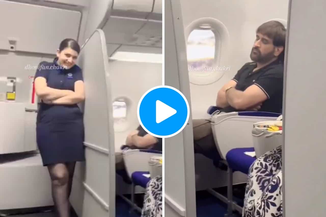 MS dhoni with airhostess viral video