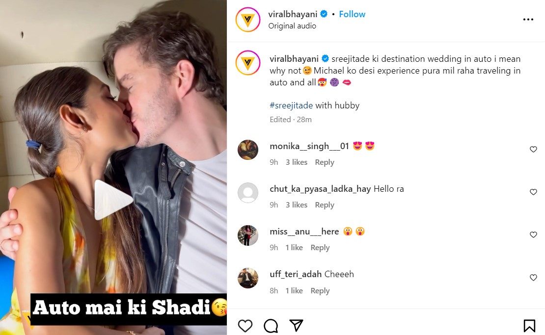 Shreetija de Kiss video in auto riksha With German Husband