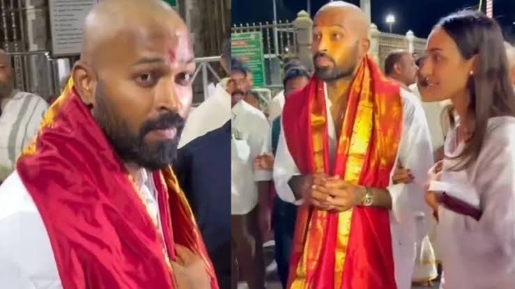 Hardik Pandya At Tirupati Balaji Temple and Offers hair