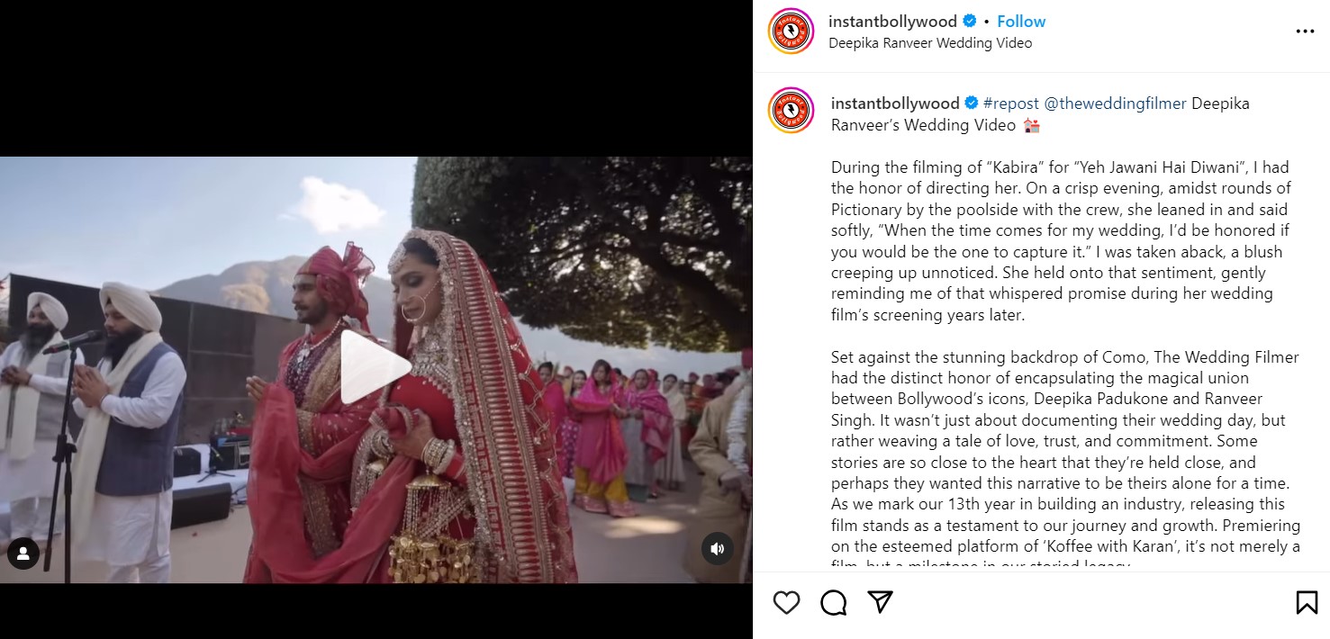 deepika padukon and ranveer sinh wedding video