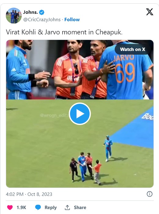 virat kohli jarvo 69 action video viral 