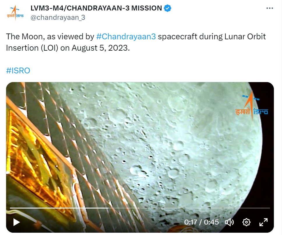 first-image-of-moon-surfaced-from-isro-chandrayaan-3-mission-Tweet-x