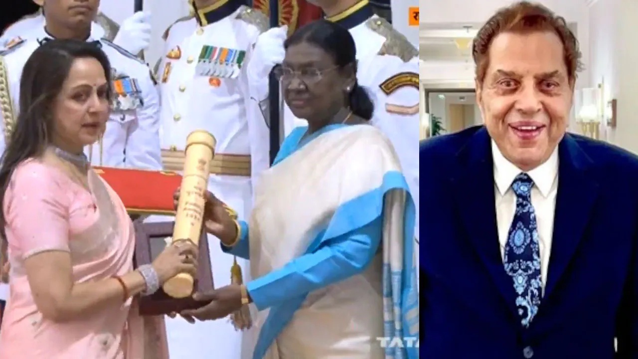 Dharmendra Padma Vibhushan - Hema Malini Taken Award