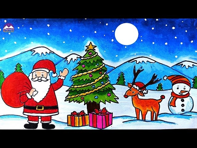 HOW TO DRAW MERRY CHRISTMAS/CHRISTMAS DRAWING/SANTA CLAUS STEP BY STEP/XMAS  TREE DRAWING EASY STEPS | Easy drawings, How to draw santa, Santa claus  drawing